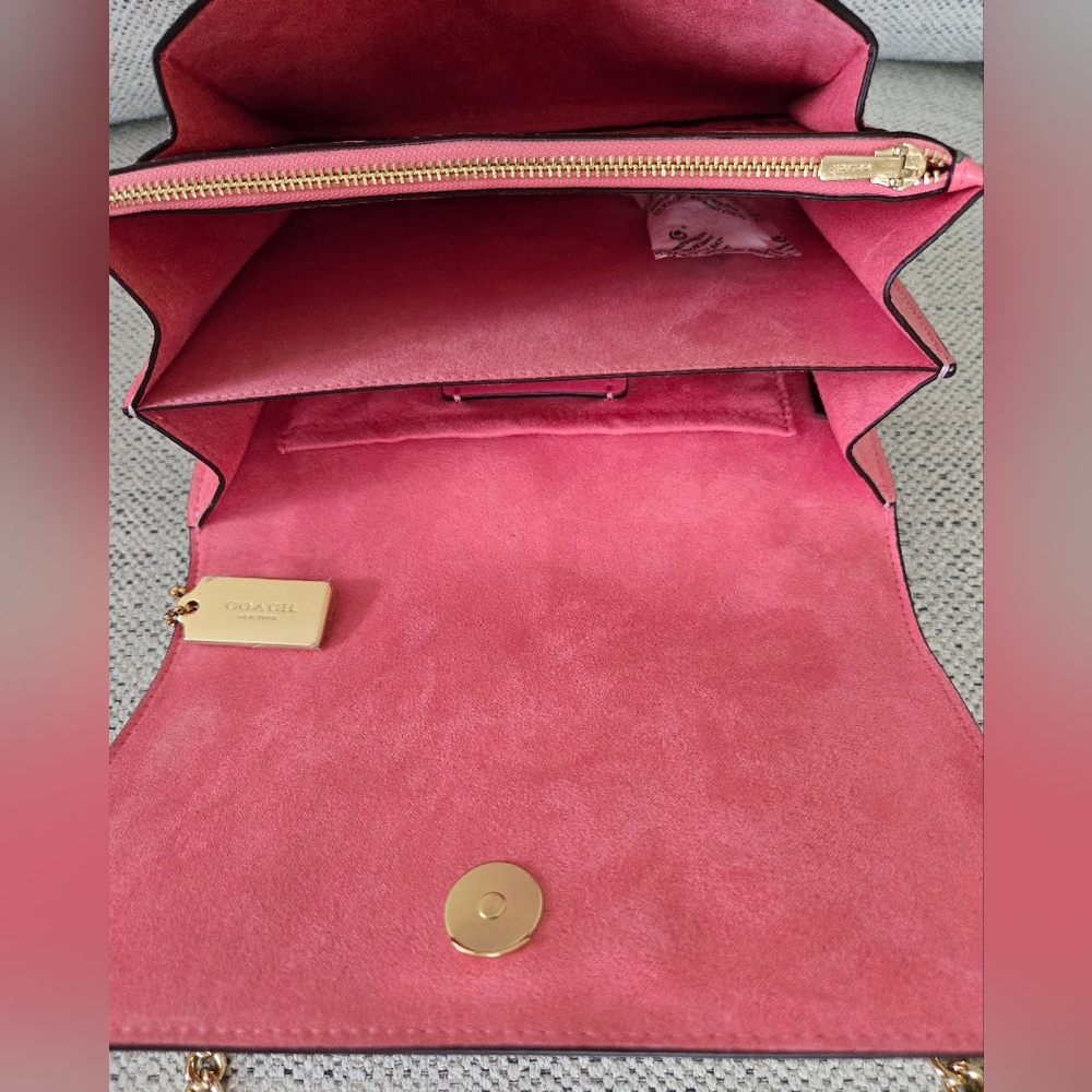 NWT COACH Leather Crossbody Pink Lemonade Floral Bag - Picture 12 of 16